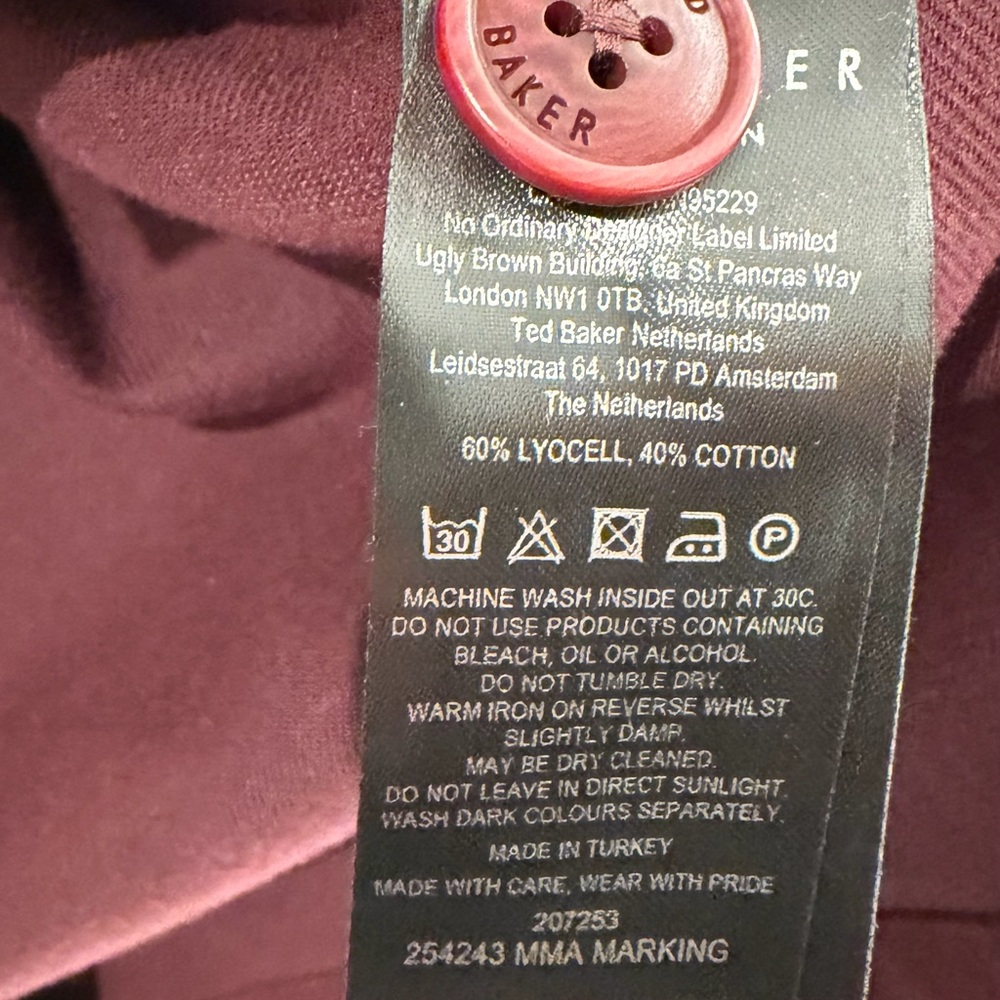 Ted Baker Men’s Hooded Overshirt Shacket in Burgundy - Picture 7 of 9